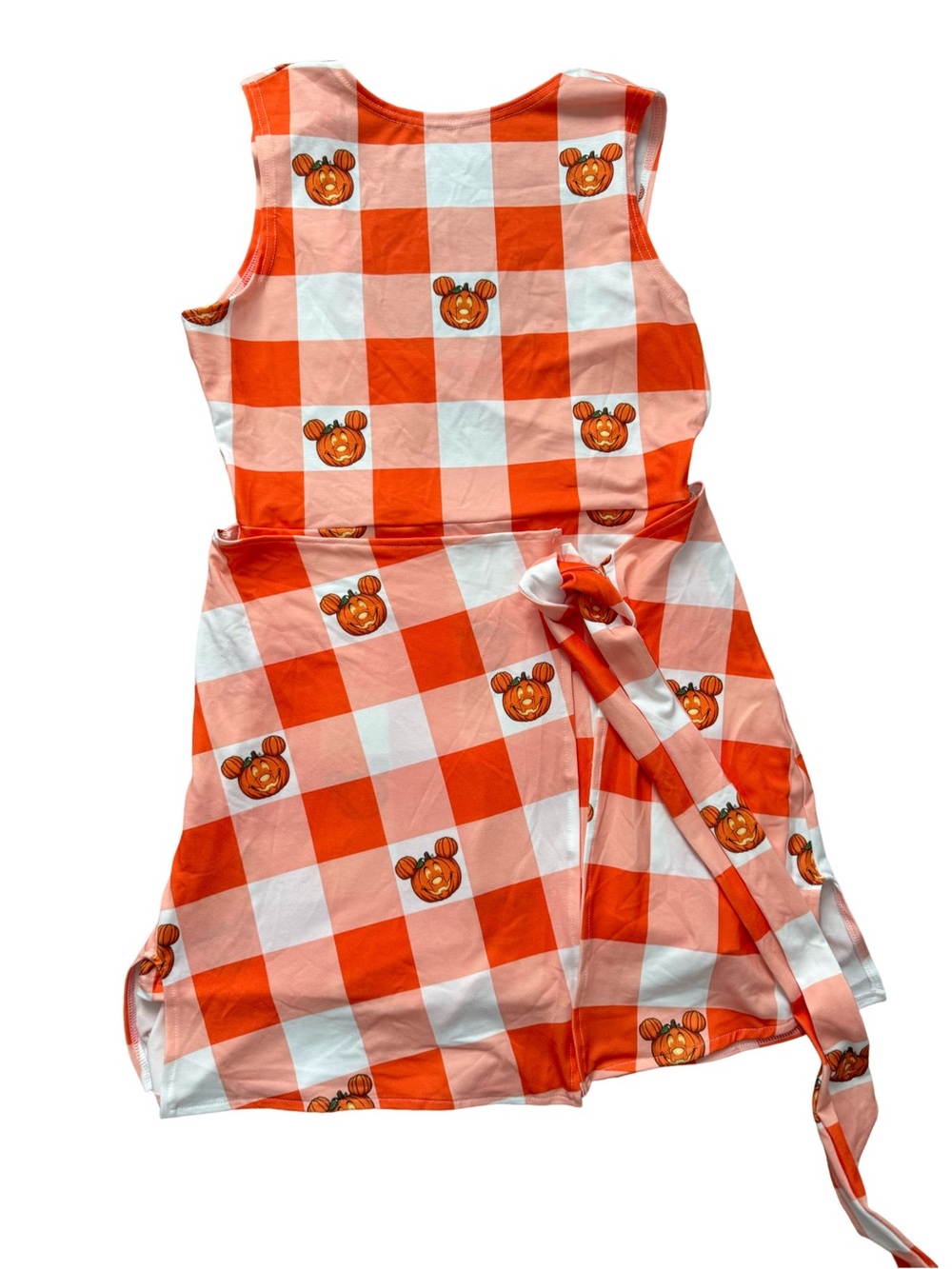 Women’s Disney Inspired Gingham Mickey Pumpkin Wrap Dress With Built in Shorts